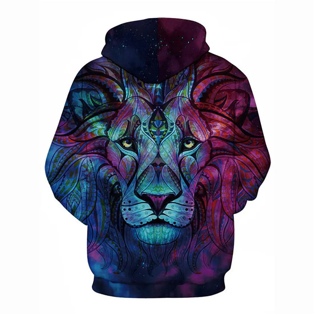 3D Lion Printed Hoodie - Active Long Sleeve Hooded Pullover