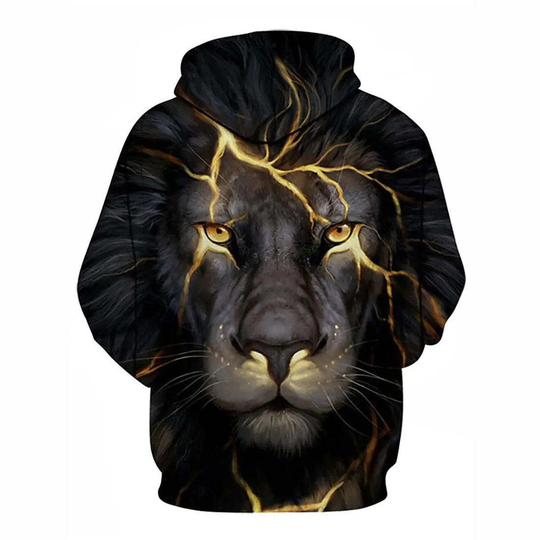 3D Lion Printed Hoodie - Active Long Sleeve Hooded Pullover