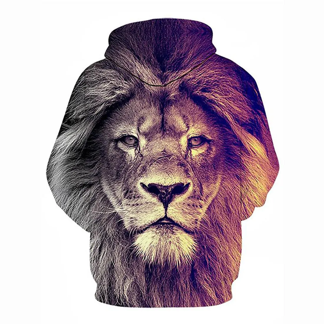 3D Lion Printed Hoodie - Active Long Sleeve Hooded Pullover