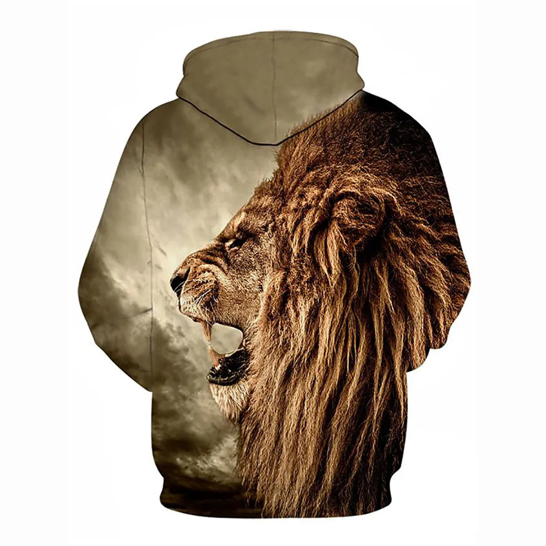 3D Lion Printed Hoodie - Active Long Sleeve Hooded Pullover