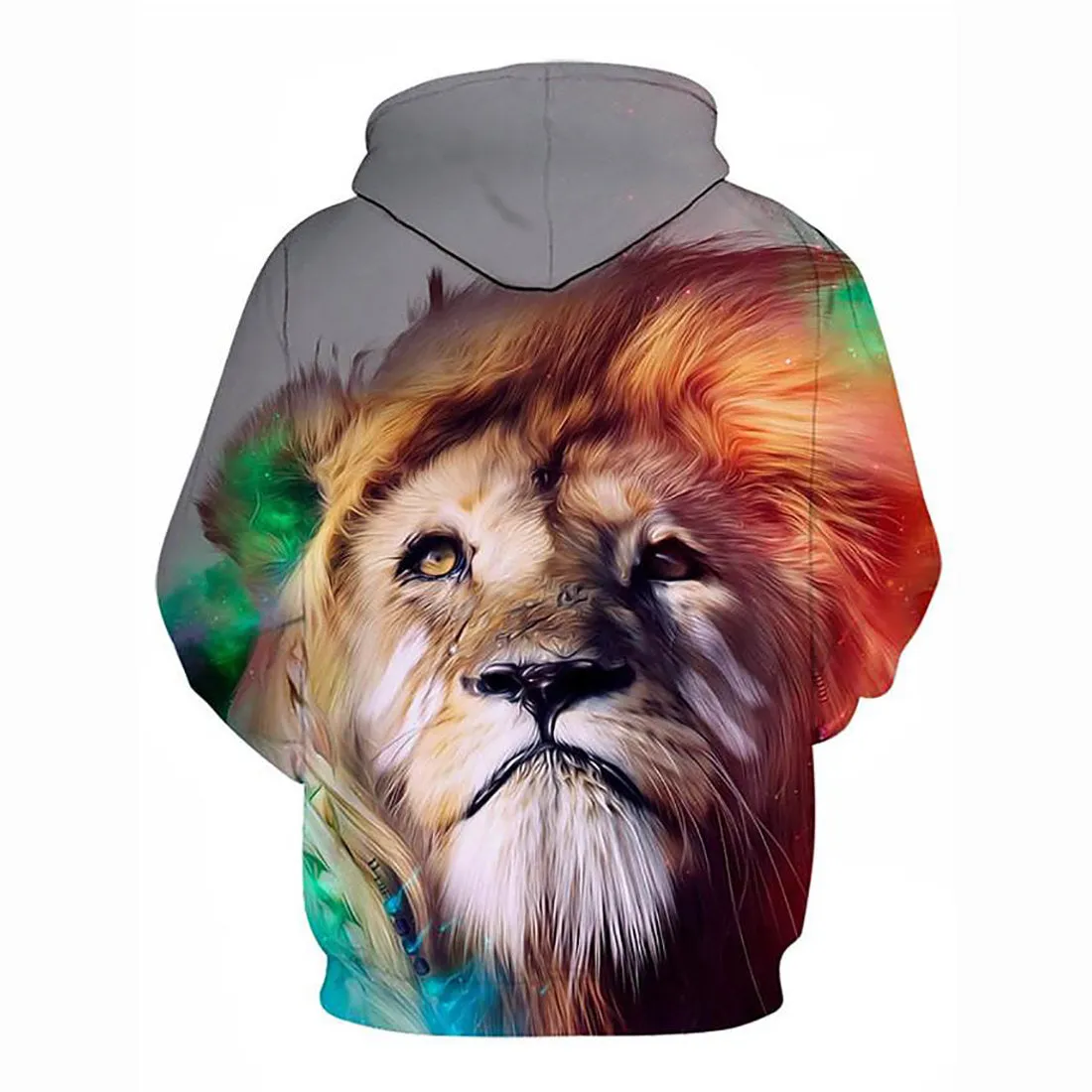 3D Lion Printed Hoodie - Active Long Sleeve Hooded Pullover
