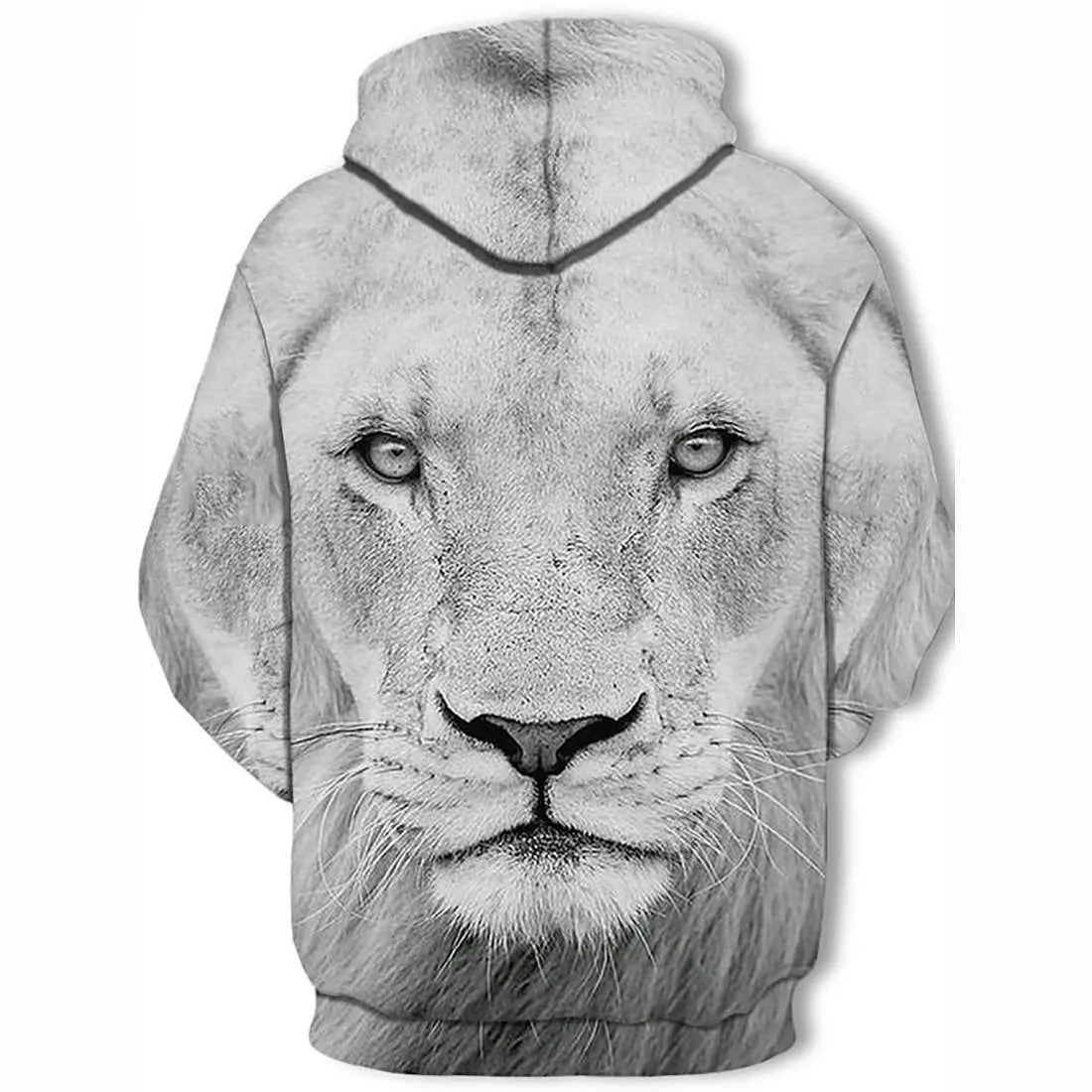 3D Lion Printed Hoodie - Active Long Sleeve Hooded Pullover