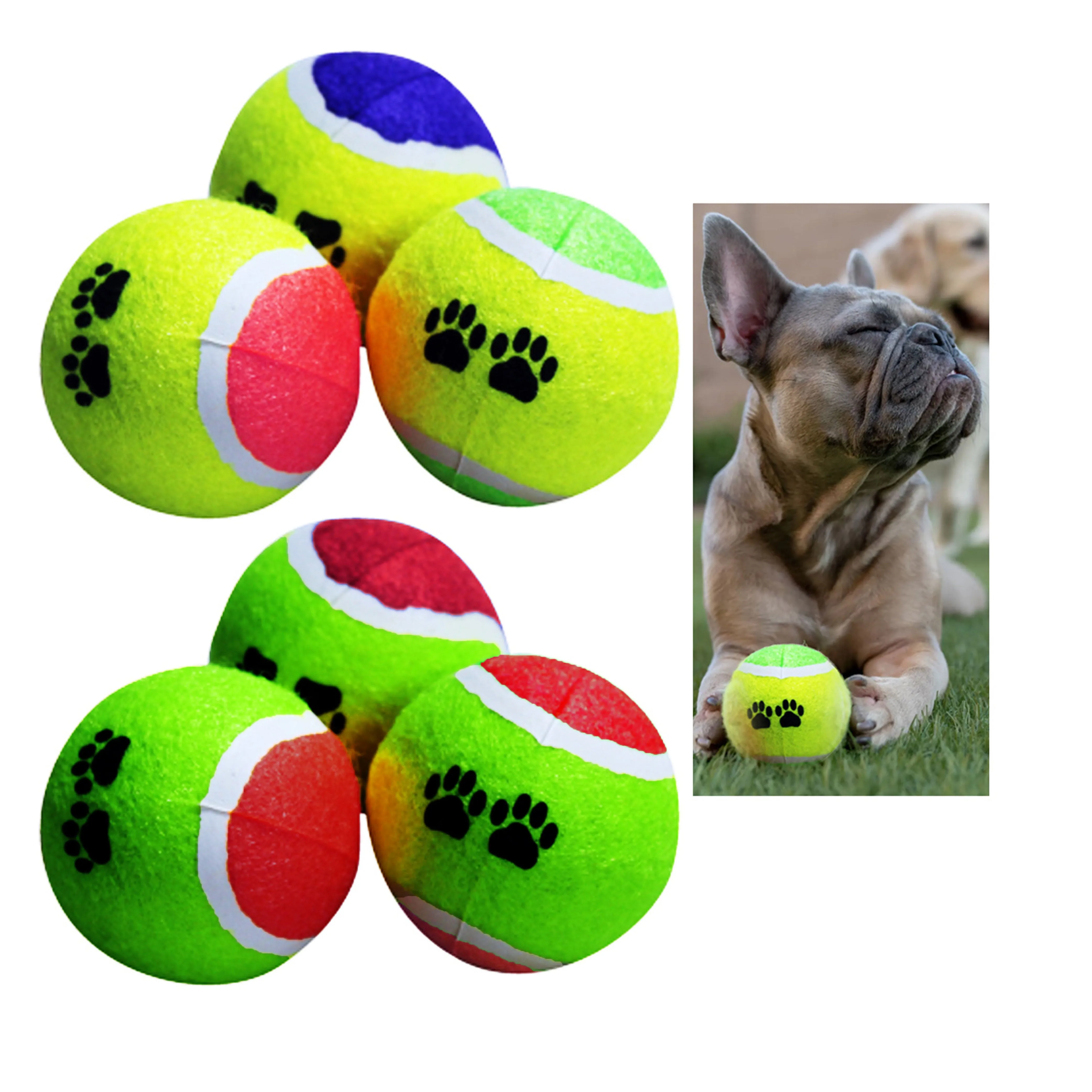 6 PCS Pet Tennis Balls Dog Puppy Fetch Set Catch Play Toy Thrower Cat Fun Bounce