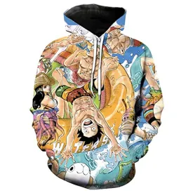 Anime One Piece 3D Printed Pullover Sweatshirt - Unisex Luffy Hoodie