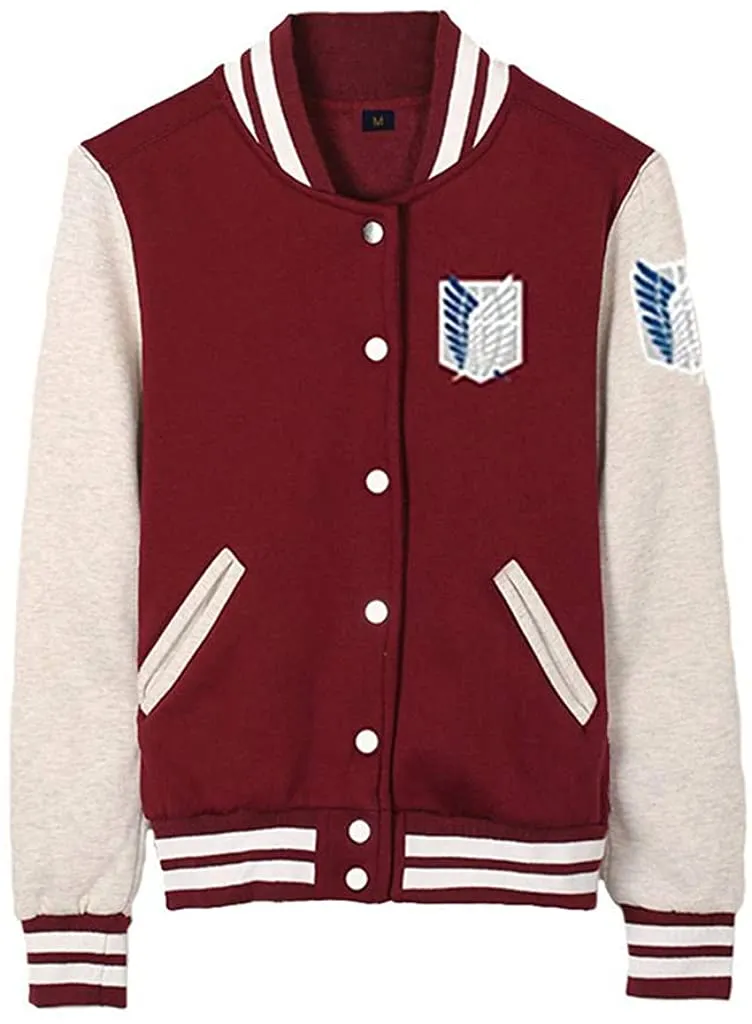 Attack on Titan Anime Unisex Slim Fit Varsity Baseball Uniform Lightweight Jacket Sport Coat