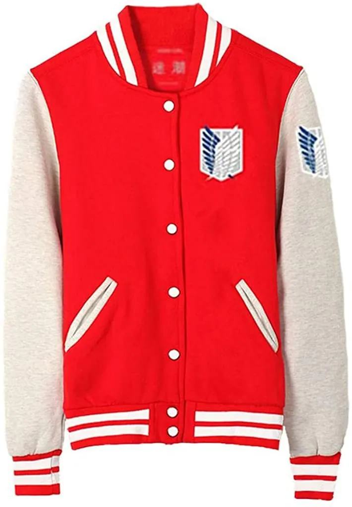 Attack on Titan Anime Unisex Slim Fit Varsity Baseball Uniform Lightweight Jacket Sport Coat