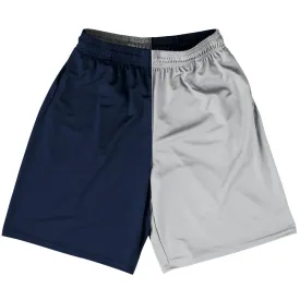 Blue Navy And Grey Medium Quad Color Basketball Practice Shorts Made In USA