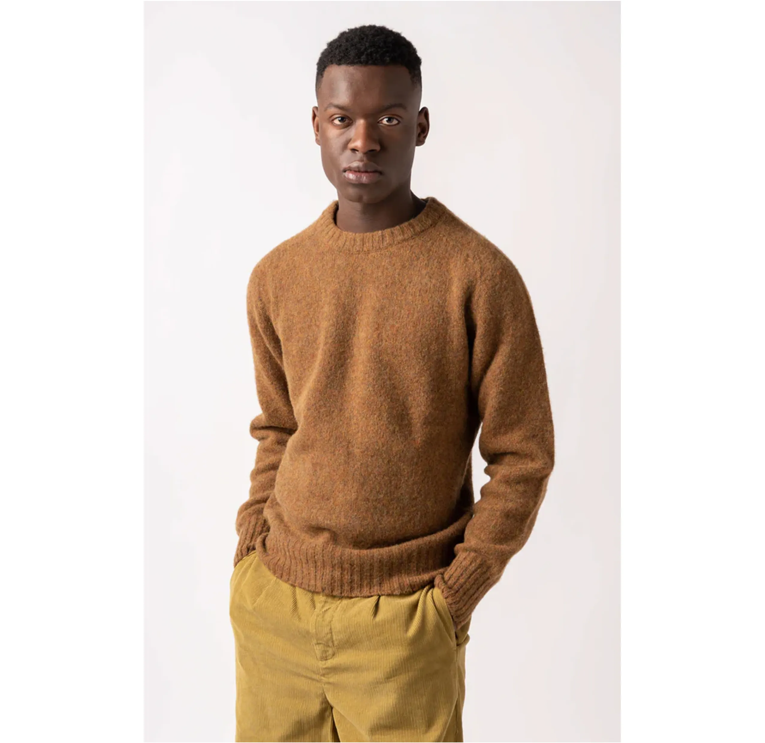 Brushed Shetland Crew in Rust