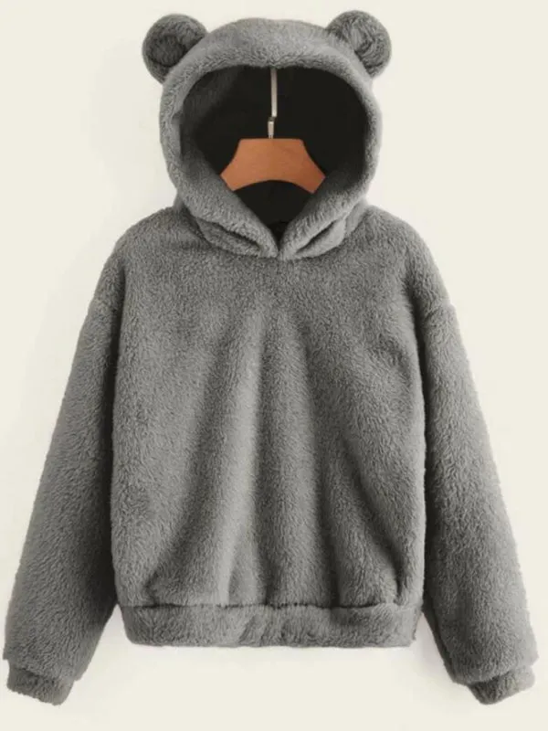 Fur Teddy Bear Ear Warm Hooded Sweatshirt