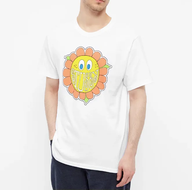 Stussy Mens Happy Flower T-Shirt - Black / White - [1904708]