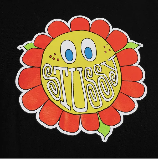 Stussy Mens Happy Flower T-Shirt - Black / White - [1904708]