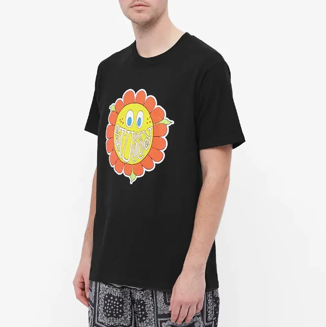 Stussy Mens Happy Flower T-Shirt - Black / White - [1904708]