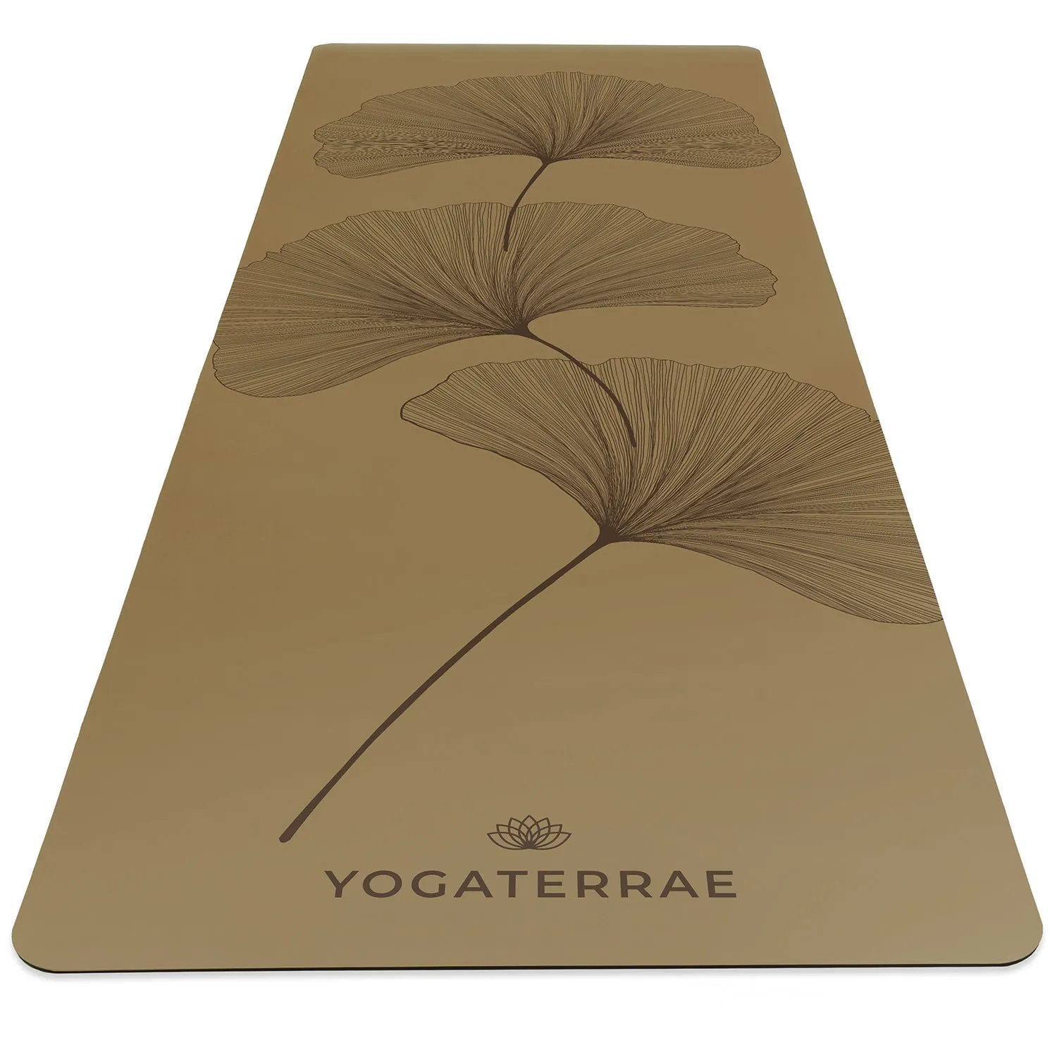 TAPIS DE YOGA GINKGOS DEEP BRONZE OLIVE EN PU-CAOUTCHOUC NATUREL AVEC SAC