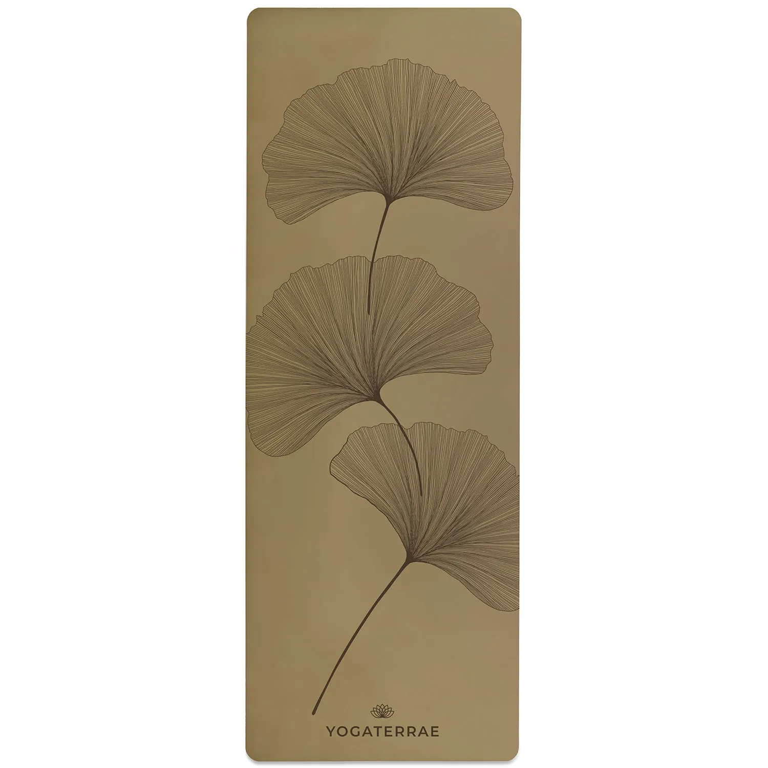 TAPIS DE YOGA GINKGOS DEEP BRONZE OLIVE EN PU-CAOUTCHOUC NATUREL AVEC SAC