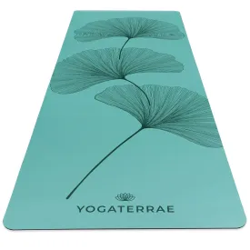 TAPIS DE YOGA GINKGOS DEEP VERT MENTHE EN PU-CAOUTCHOUC NATUREL