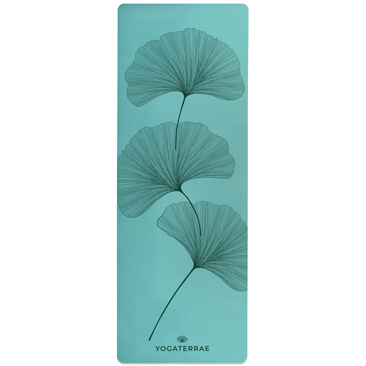 TAPIS DE YOGA GINKGOS DEEP VERT MENTHE EN PU-CAOUTCHOUC NATUREL