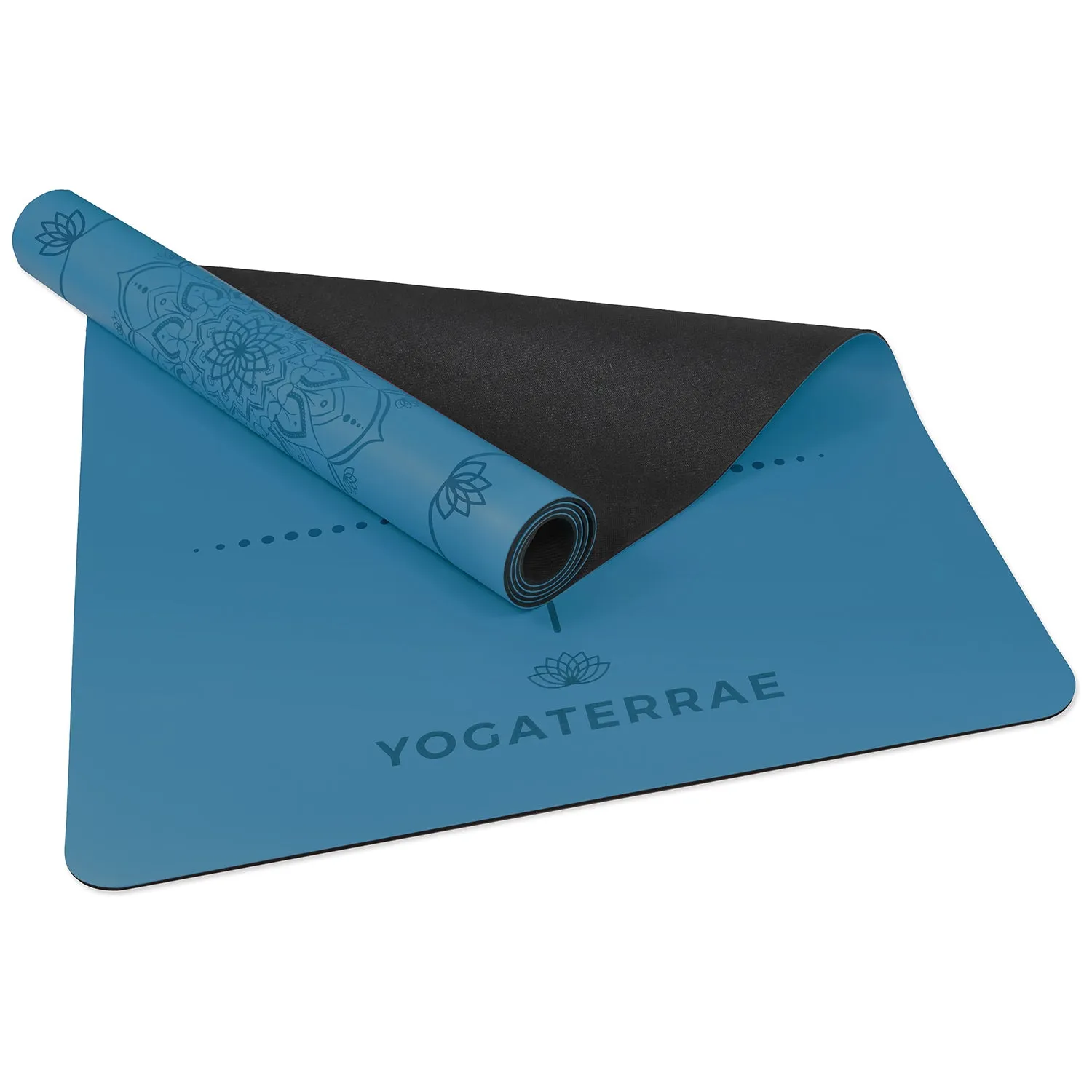 TAPIS DE YOGA MANDALA BLEU POLAIRE EN PU-CAOUTCHOUC NATUREL AVEC SAC