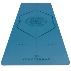 TAPIS DE YOGA MANDALA BLEU POLAIRE EN PU-CAOUTCHOUC NATUREL