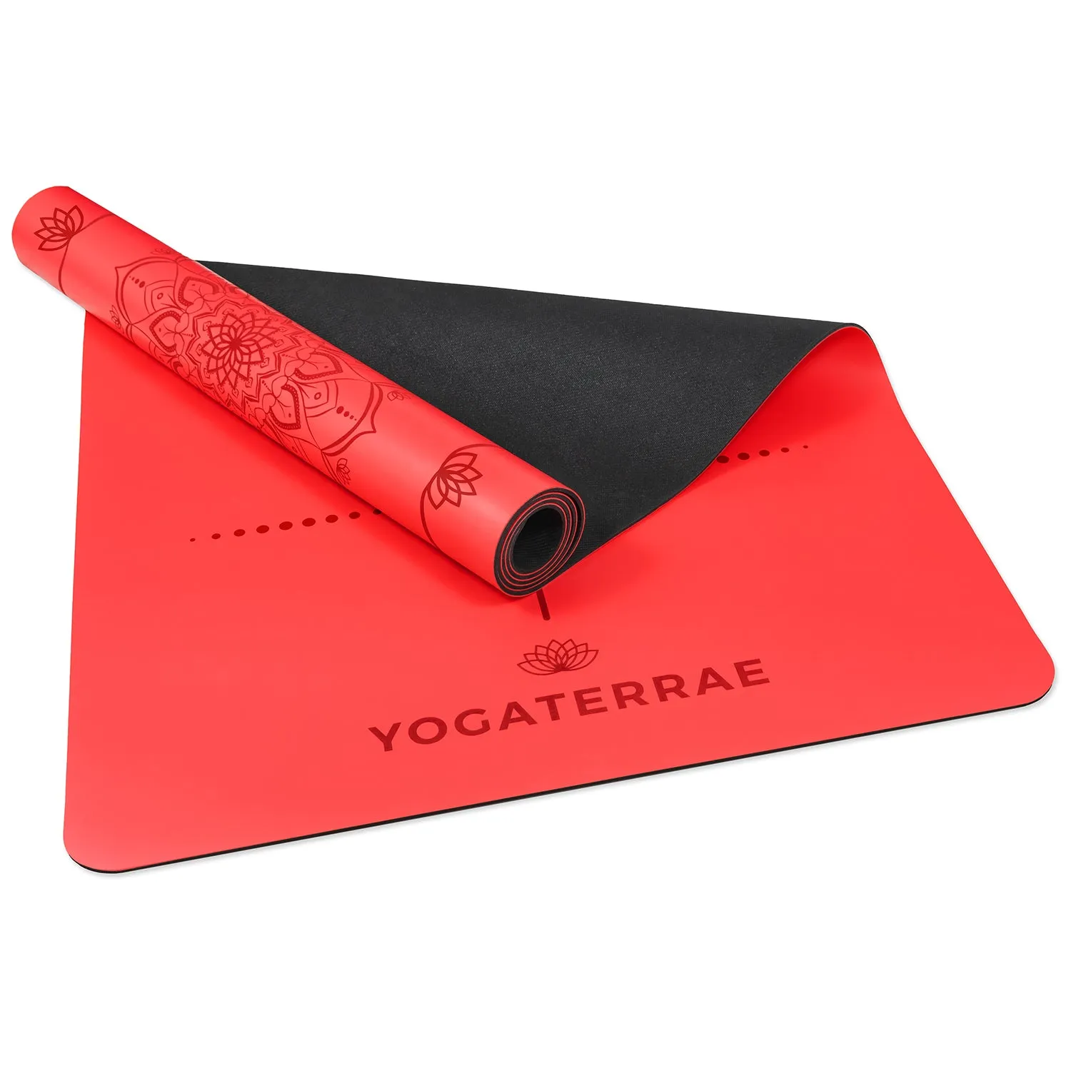 TAPIS DE YOGA MANDALA ROUGE EN PU-CAOUTCHOUC NATUREL AVEC SAC
