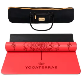 TAPIS DE YOGA MANDALA ROUGE EN PU-CAOUTCHOUC NATUREL AVEC SAC