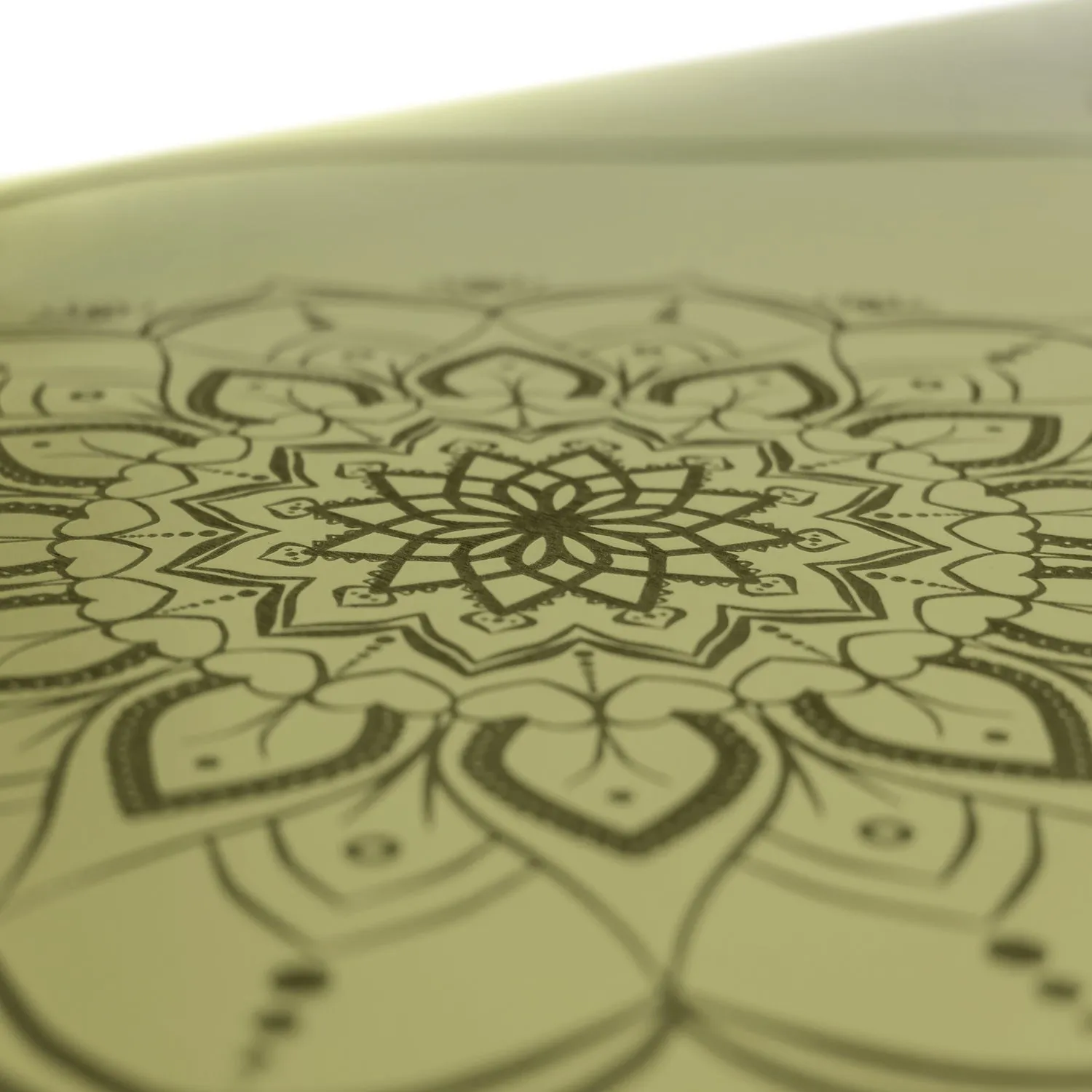 TAPIS DE YOGA MANDALA VERT KAKI EN PU-CAOUTCHOUC NATUREL