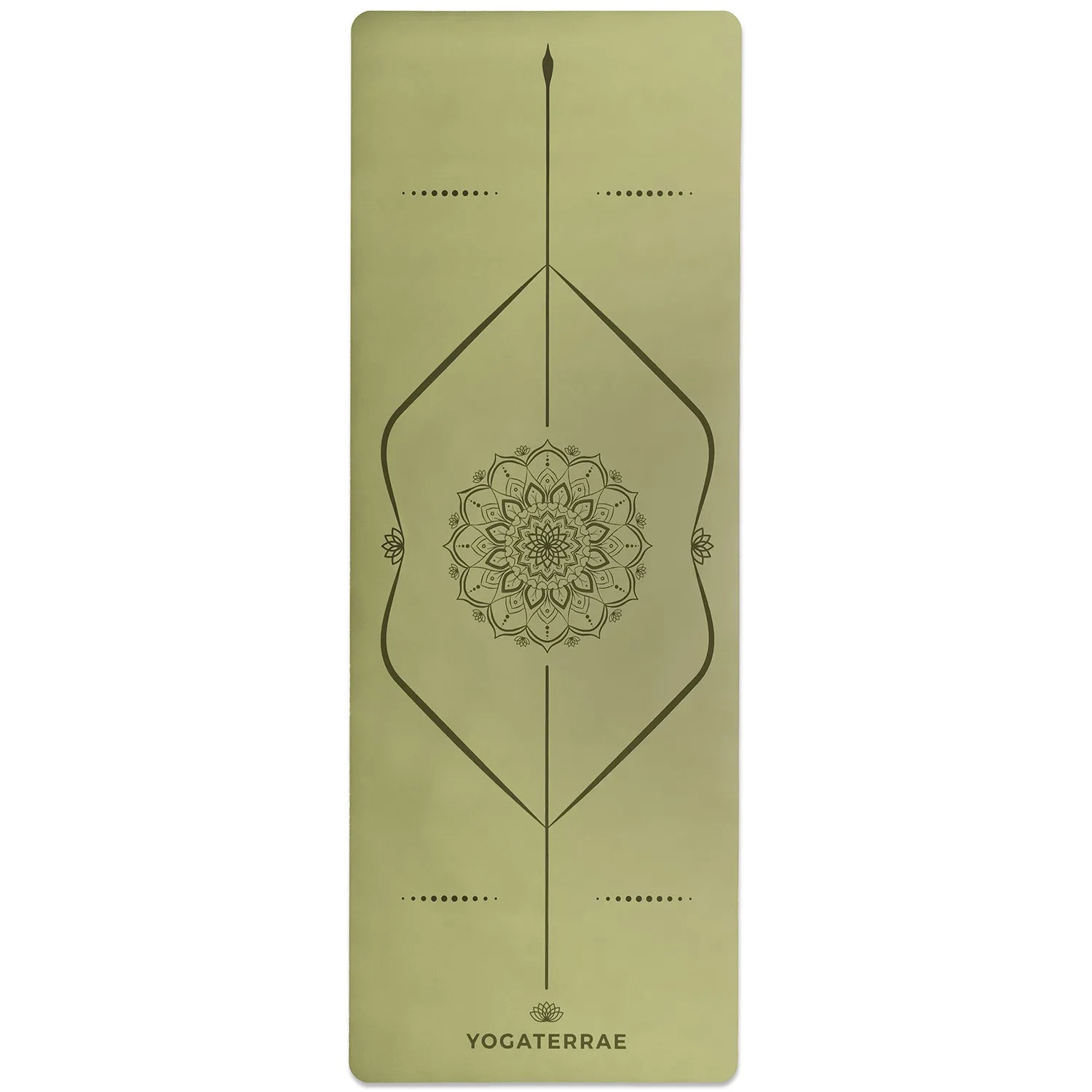 TAPIS DE YOGA MANDALA VERT KAKI EN PU-CAOUTCHOUC NATUREL